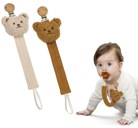 Yuqilin 2 pezzi Catenella Portaciuccio Tessuto di Cotone Puro Catenella Ciuccio Personalizzata 30 CM Ragazzi e Ragazze Portaciuccio Design Dell'angolo Rotond Porta Ciuccio per Neonato Compleanno