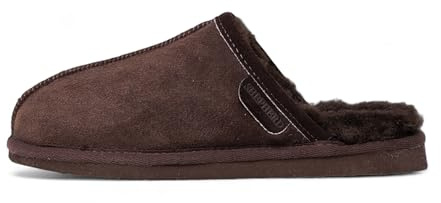 Shepherd of Sweden - Pantofole Riley in pelle di pecora, da uomo, 100% vera pelle di pecora, edizione speciale esclusiva, Moro Marrone, 43 EU