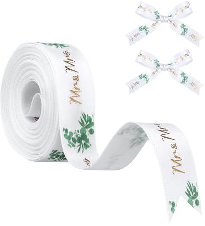 Geschenkband Hochzeit 18 m x 15 mm Deko Hochzeitsgeschenk Eukalyptus Schleifenband für Hochzeitsdekoration Hochzeitseinladungen Brautsträuße Geschenk Verpackungen Torten Blumen DIY
