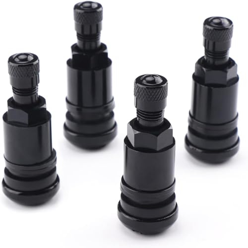 4 Stück Metallventile für Alufelgen, 11,3 mm Reifenventile aus Messing | Metall Autoventil Korrosionsbeständige Autoventile für PKW und Transporter, Schwarz