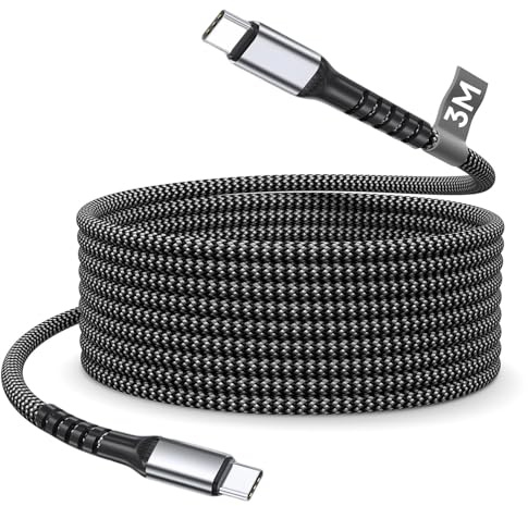 Cable USB C Carga Rapida para iPhone 17 16 15 Pro Max/iPad Pro/Macbook Air, Cable USB C de 60W, 3m Cabo Cable Tipo C a Tipo C para Samsung Galaxy S25/S24/S23/S22/S21/S20,Google Pixel 7/8/9,Huawei, etc