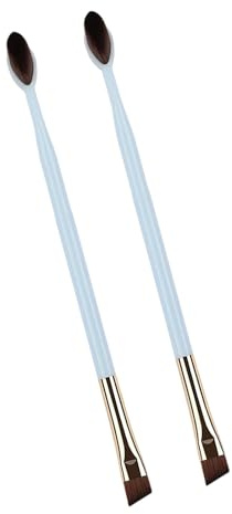 Lot de 2 pinceaux à sourcils inclinés avec poils en nylon doux et manche ergonomique pour une utilisation longue durée