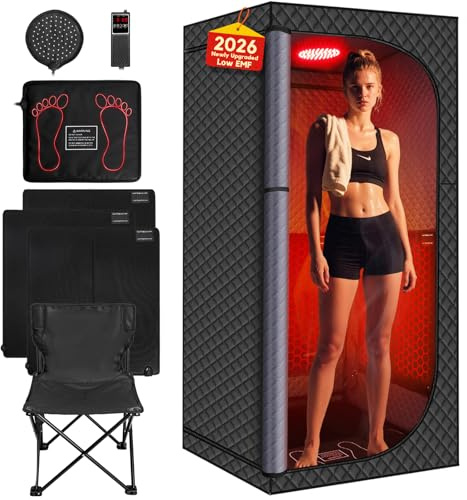 MIXC Upgraded Infrared Sauna Box – Ideal for Relaxation & Detoxification | Includes Folding Chair | Multi-Layer Full-Body Sauna Tent for Home, Spa, Indoor, Outdoor & Gym Use (Infrared Version-Black)