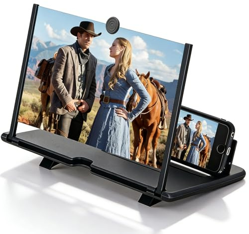 18 Pollici Lente D'ingrandimento Per Schermo Del Telefono,Lente Di Ingrandimento Per Cellulare,HD Ingranditore Schermo Smartphone Per Guardare Film,Tutti Gli Smartphone,3D HD Anti-Luce Blu(Nero)