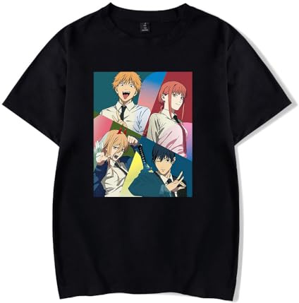 LKY STAR Men Women Chainsaw Man T-Shirt,Anime Denji Hayakawa AKI Short Sleeve