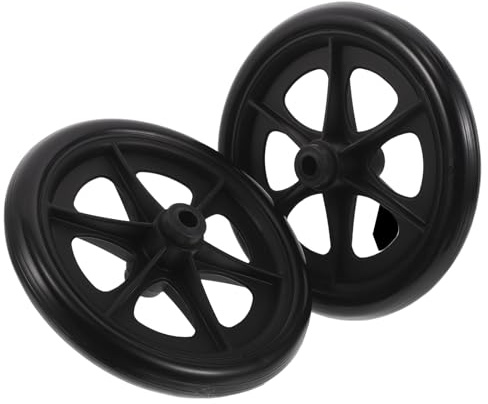 ERINGOGO Lot de 2 Roues Universelles de Rechange pour Fauteuil Roulant 20 Cm en Plastique Noir Roulements, Silencieuses et Solide, Accessoires pour Déambulateur et Fauteuil Roulant