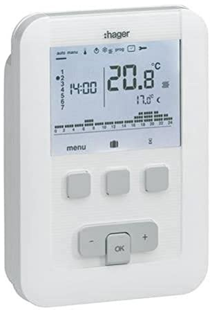 Hager Termostato ambiente programable Pilas EK520