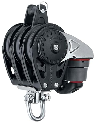 HARKEN Block Carbo dreifach Wirbel Bügel Klemme 57 mm Scheibe für Tau von 10 mm