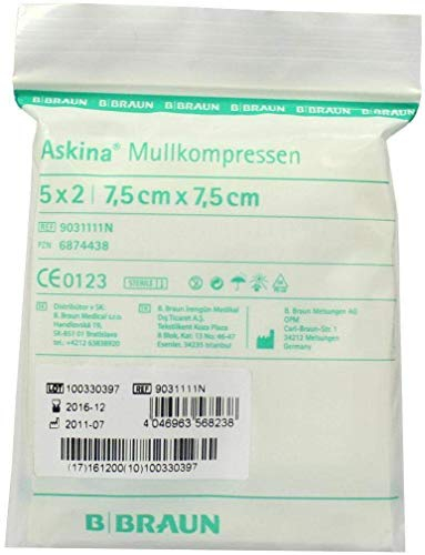 ASKINA Gauze Compresses Sterile 7.5 x 7.5 cm by B. BRAUN MELSUNGEN AG