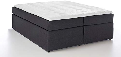 3F FURNITURE FOR FRIENDS Boxspringbett Bella Anthrazit 200x220 cm H3, 7-Zonen Taschenfederkernmatratze inkl. Visco-Topper, ohne Kopfteil
