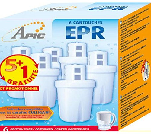 Lot de 6 cartouches EPR pour fontaine filtre à eau APIC • carafe Filtrante CULLIGAN • Lily • Jessica • Arrow • Molly • Flora