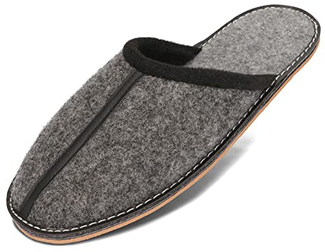 BeComfy Pantofole in Feltro da Uomo Suola in Gomma Molto Leggero Grigio Nero 40 41 42 43 44 45 46 EU (Grigio, Sistema Taglie Calzature EU, Adulto, Numero, Media, 41)