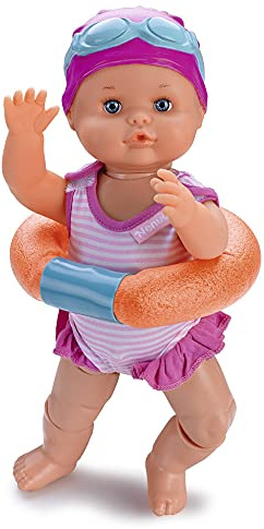 NENUCO - Nadador, Este Divertido Juguete Nada como un bebé de Verdad, Mueve Sus piernas en el Agua, es Resistente al Agua de bañera y Piscina, Tiene un Accesorio Churro Flotador Famosa (700014071)