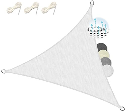 Sol Royal toldo Vela Triangular HDPE Transpirable UV protección Solar | 3,6x3,6x3,6m 360x360x360cm blanco parasol para balcón piscina y jardín terraza exterior Sombra permeable agua Shade Sails HS9