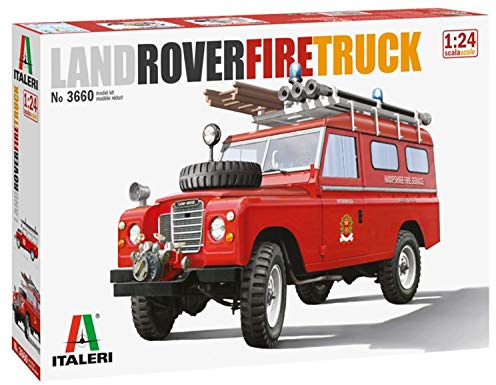 ITALERI 3660S – 1:24 Land Rover Fire Truck, modellbyggsats, stativtillverkning, hantverk, hobby, limning, plastbyggsats, detaljerad