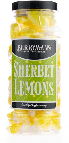 Original Sherbet Lemons Retro Sweets Gift Jar by Berrymans Sweet Shop - Classic Sweets, Traditional Taste.