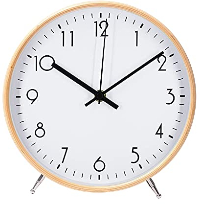 ALEENFOON 8.6 Zoll Holz Uhr Modern Leise Wanduhren Tischuhr für Wohnzimmer Küche Ohne Tickgeräusche Innenuhr Nicht Tickende Wanduhren Hängende Uhr (Weiß)