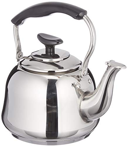 cilio Wasserkessel CLASSICO für 700 ml Wasser | Höhe: 17 cm | Ø: 14.4 cm | poliertes Edelstahl | Kapselboden | Für alle Herdarten | Induktion Wasserkocher | wärmeisolierender Griff | Camping