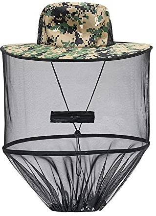 Cappello da zanzara con rete rimovibile moscerino testa di zanzara cappello di protezione del collo del viso copertura della testa per apicoltore escursionismo pesca campeggio, Verde, Taglia unica