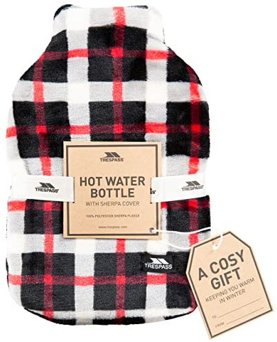 Trespass Hot Water Bottle 2L with Sherpa Fleece Cover Hug Me