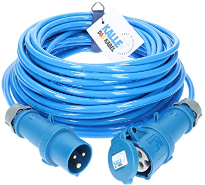 CEE-Verlängerung 230V H07BQ-F 3G 2,5 mm² Vollpur-Premium-Leitung von KALLE DAS KABEL für Industrie BAU Boot Womo Camping 15 Meter