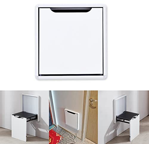 PPGE Home Schuhwechselhocker Klappbar, Klappsitz Dusche, Wandmontage Klapphocker, Wandklappstuhl, Duschsitz Klappbar für Senioren/Schwangere/Behinderte, Wand Schuh Wickelhocker, 150 kg (Color:Weiß)