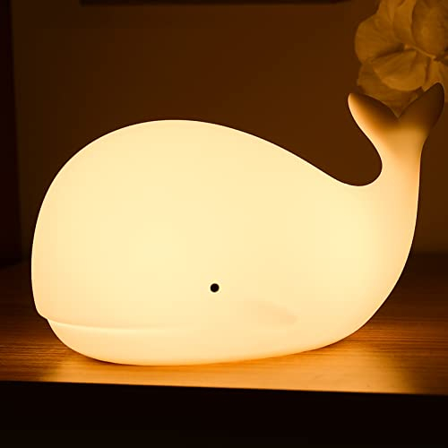 Nachtlicht Kinder nachtlicht wal, 7 Farbwechsel LED Tragbare Touch Baby Lampe, USB aufladbar Silikon Tier Nachtlicht für Kinder Kindergarten Kleinkind Mädchen Geburtstags Geschenk zimmer Dekor
