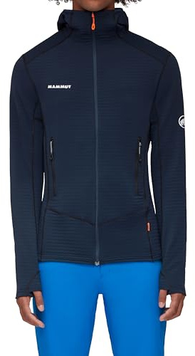 Mammut Taiss Light ML Hooded Jacket Men | Fleece and Nylon Midlayer with Zip for Mountain Hiking | Marine, XXL