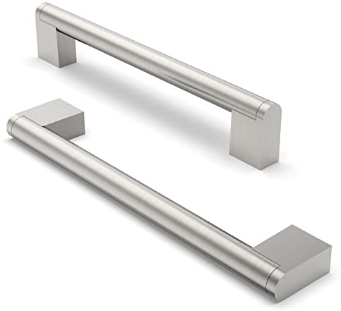 FURNIWARE 10 Pack Brushed Nickel Cabinet Pulls 160mm(6.3) Hole Center, A01 | Modern Pulls for Kitchen Cabinets, Chest of Drawers, Bathroom Vanities, & Wardrobe Doors, Home Renovation & DIY Projects