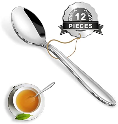 Teaspoons, Pleafind Teaspoons Set of 12, Tea Spoons 12 Stainless Steel, Tea Spoon Set for Home/Kitchen/Restaurant, 5.12 Inch Small Tea Spoons for Coffee & Dessert, Dishwasher Safe