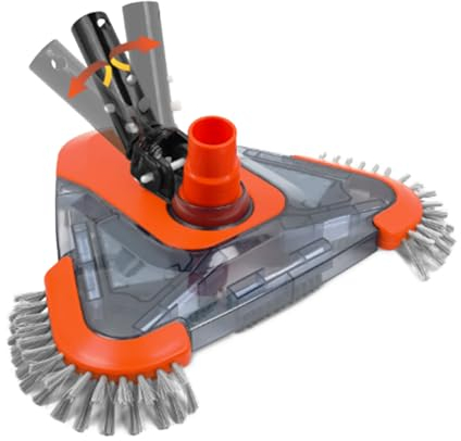 TidyMister Pool Vacuum Head with Direction-Control Handle & Side Brush -Swimming Weighted Triangular Brush Vac with Universal Rotatable Adapter-Deep Clean for Vinyl Liner,Inground & Above Ground Pools
