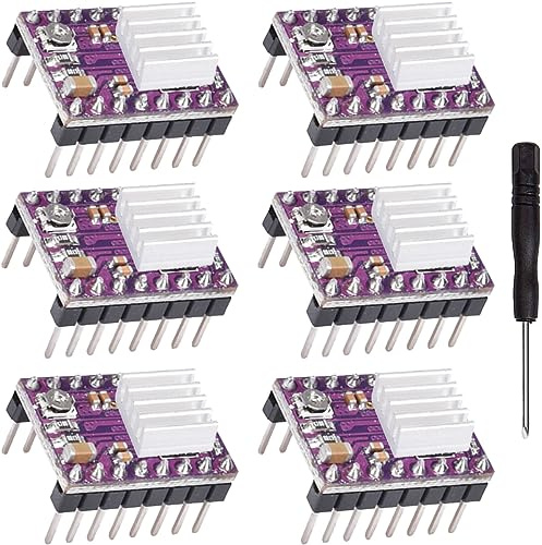Youmile 6 Stück DRV8825 Schrittmotor-Treibermodul, verstellbarer Treiber, 3D-Druckerzubehör mit Kühlkörper-Schraubendreher für 3D-Drucker RepRap 4 Rampen 1,4 StepStick