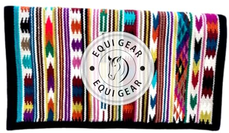 EQUIGEAR Western Show Horse Satteldecke aus neuseeländischer Wolle, Western-Design, handgefertigte Satteldecke, Wollpolster, Sensor Flex (Anpassung möglich), WW14 (36x42)