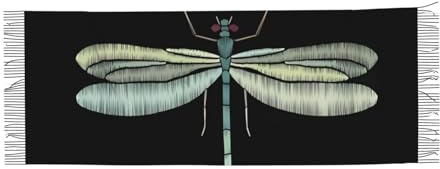 DEHIWI Dragonfly Schwarzer Kaschmir-Schal für Damen, warm, leicht, bequem, für Herbst und Winter, Schwarz , One size