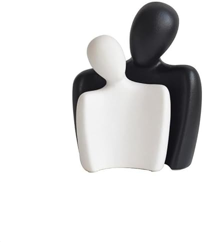 Kityemo Statua di coppia in ceramica, Decorazione scultura astratta, Statua d'amore creativa come ornamento per soggiorno camera da letto ufficio, Figurina bianca e nera, Regali per coppia.