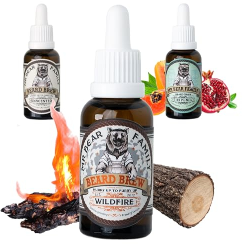 Mr Bear Family Bartöl Herren - Wildfire - pflegt und unterstützt Bart Wachstum - nährreiches Bartpflege Öl mit Jojoba und Argan - Bart Öl Man - Moisturizer Beard Oil for Men 30ml
