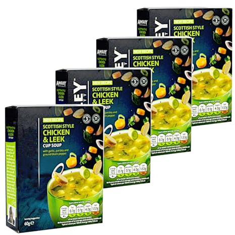 Scottish Style Cuppa Soup 4 Box Bundle - with Ainsley Harriot Chicken and Leek 12 Sachets Total - Low Fat Low Calorie