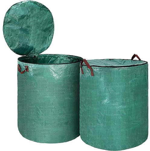 BTAISYDE Profi Gartensack mit Deckel Verschließbar - Gartenabfallsack mit Verstärktem - Selbststehender & Faltbarer Laubsack - Für Gartenabfall & Laub,Green,120L