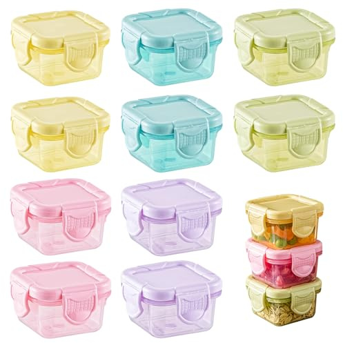 10 Stück Kleine Dosen mit Deckel Plastik 60ml,Vorratsdosen mit Deckel,Gefrierdosen Klein,Mehrweg Salatdressing Behälter Frischhaltedosen Set,für Salatdressing von Marmelade Obst Snacks Gewürze Saucen