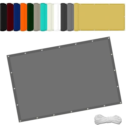 Markisenstoff 1.8 x 3 m Wasserdicht Sonnenschirm Balkon Reißfest UV-Schutz nach Mass Polyestergewebe Mit Seil Sonnensegel Sonnenschutz für Garten Terrasse, Hellgrau