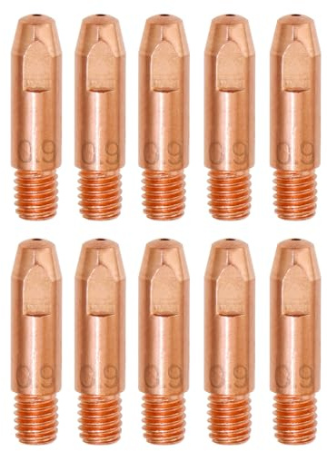 RYXZEN 10 Stück 0.9MM Kupfer Kontaktspitze Schweißdüsen Stromdüse M6 0.0354 Zoll Schweissgerät Schweißzubehör Verschleißteile Set für 24KD MB24 MIG MAG Schweißbrenner