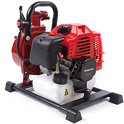 Loobiiny 2 Takt Benzin Wasserpumpe 2PS Motorpumpe 1,45kW Benzin Teichpumpe Benzin Wasserpumpe 42,5 ccm Gartenpumpe Garten Benzinwasserpumpe für Teich Garten oder Haus