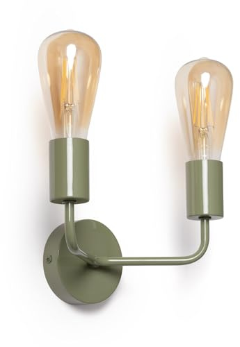 LEDKIA LIGHTING Applique da Parete Metallo 2 Faretti Jayso Verde E27