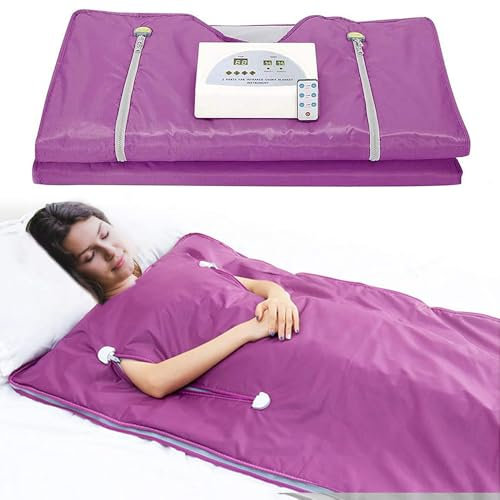 Couverture de sauna infrarouge, sauna pour la maison, 2 zones de chauffage indépendantes avec fermeture éclair, pour garder vos mains libres, couverture vapeur infrarouge pour sauna domestique avec