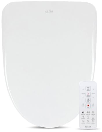 ALPHA BIDET UXA Pearl Auto Bidet Toilet Seat in Elongated White | Endless Warm Water | Automatic Lid and Seat | Arced Stainless Steel Nozzle | LED Nightlight | Dryer | Deodorizer | 3 Year Warranty