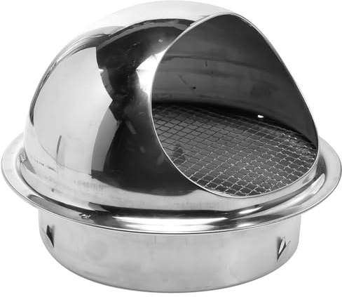 Stainless Steel Exhaust Outlet Hood 180mm Metallic Weather Cover | Design for External Wall Use, Set, Cooker Hood Outlet Accessory for Duct Opening