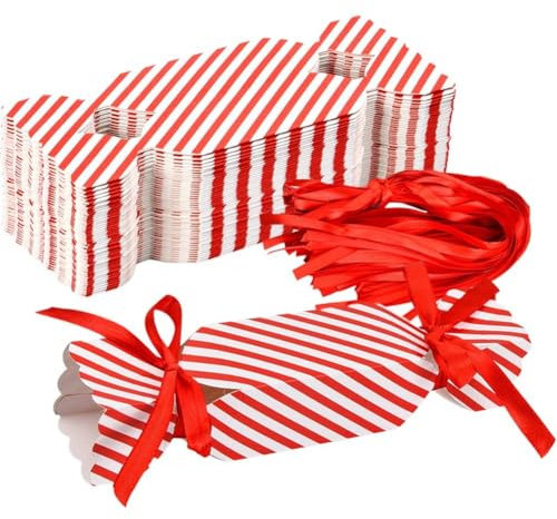 Tsffae Pralinenschachtel Für Weihnachten, 50 Stück/Set, Leere Weihnachts-leckerei-Boxen Bändern, Süßigkeiten, Schokolade, Kekse, Papierverpackungsboxen