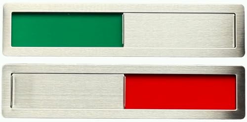 Edelstahl Schiebeschild Rot Grün ohne Text | Frei Besetzt Schild selbstklebend – Statusanzeige Büro Meetingraum WC Spülmaschine Voll Leer – Universal Schieber, 18 x 4 cm