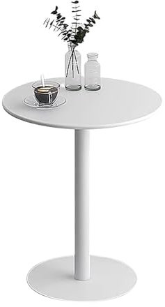 Piccolo tavolino rotondo bianco da bar per cucina, sala da pranzo, bancone bistrot, pub, 48 x 48 x 72 cm, altezza divano laterale tavolo da spuntino