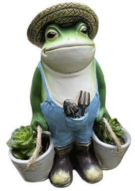 Statues d'extérieur pour décoration de jardin grenouille, statue de jardin grenouilles pour cour, décoration de pelouse, porche, terrasse, balcon, statue d'intérieur et d'extérieur pour grand-mère,